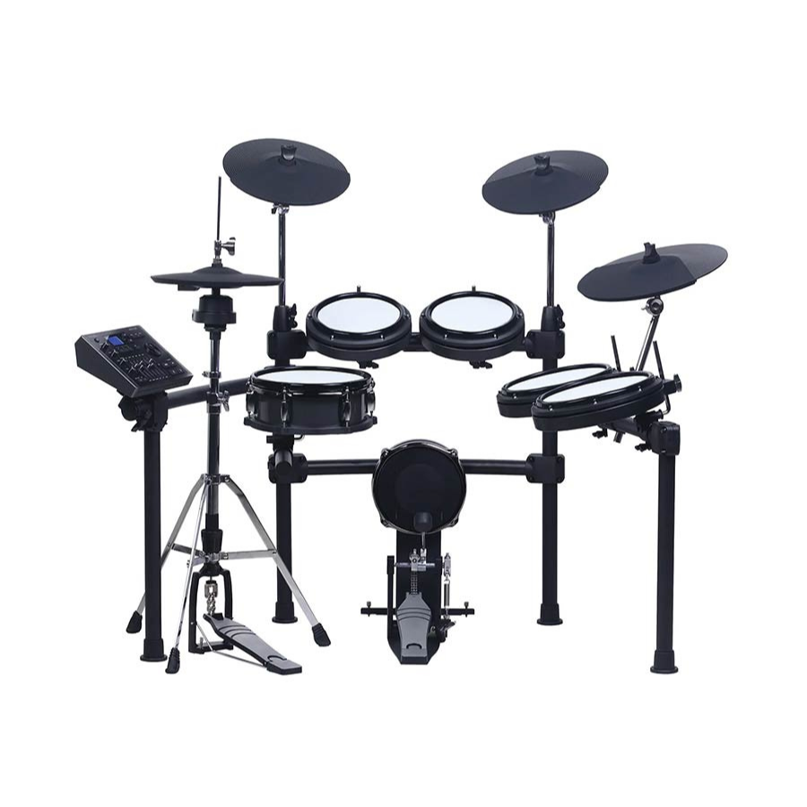 Medeli MZ725 digital drum kit in XL setup with dual-zone mesh heads and real hi-hat stand by Medeli
