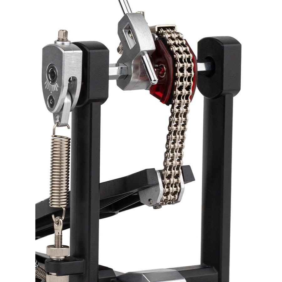 Medeli MZ725 digital drum kit in XL setup close-up of the hi-hat stand chain mechanism and spring assembly