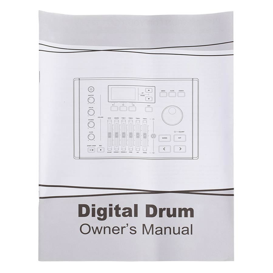 Medeli MZ725 digital drum kit in XL setup owner's manual featuring control panel illustration on cover.