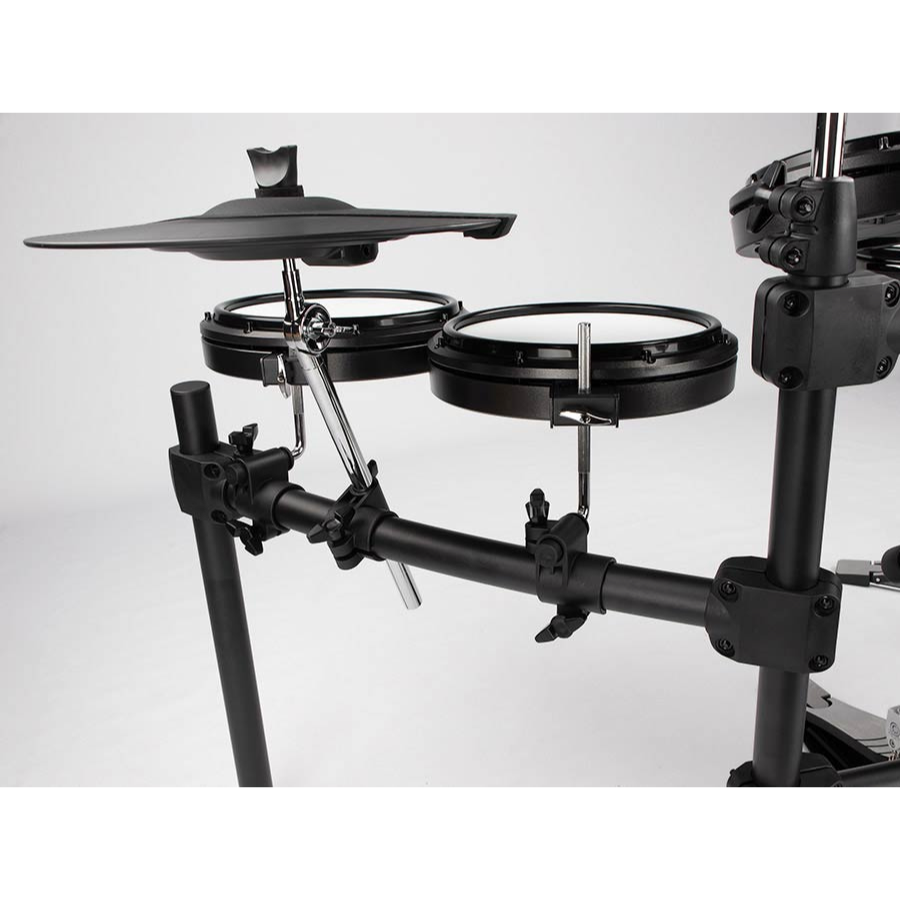 Medeli MZ725 digital drum kit in XL setup showing dual-zone mesh head toms and hi-hat stand components