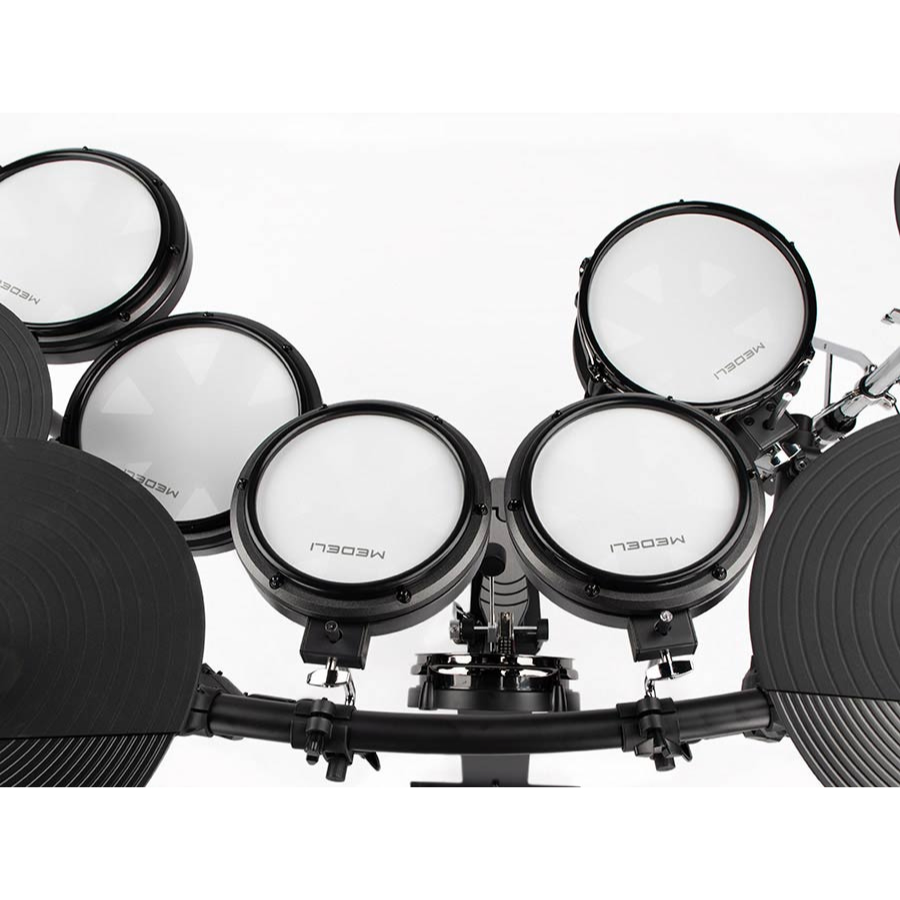 Medeli MZ725 digital drum kit in XL setup with dual-zone mesh heads and realistic hi-hat stand by Medeli