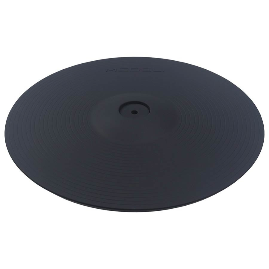 Medeli MZ729 digital drum kit black rubber cymbal pad with textured surface and central mounting hole.