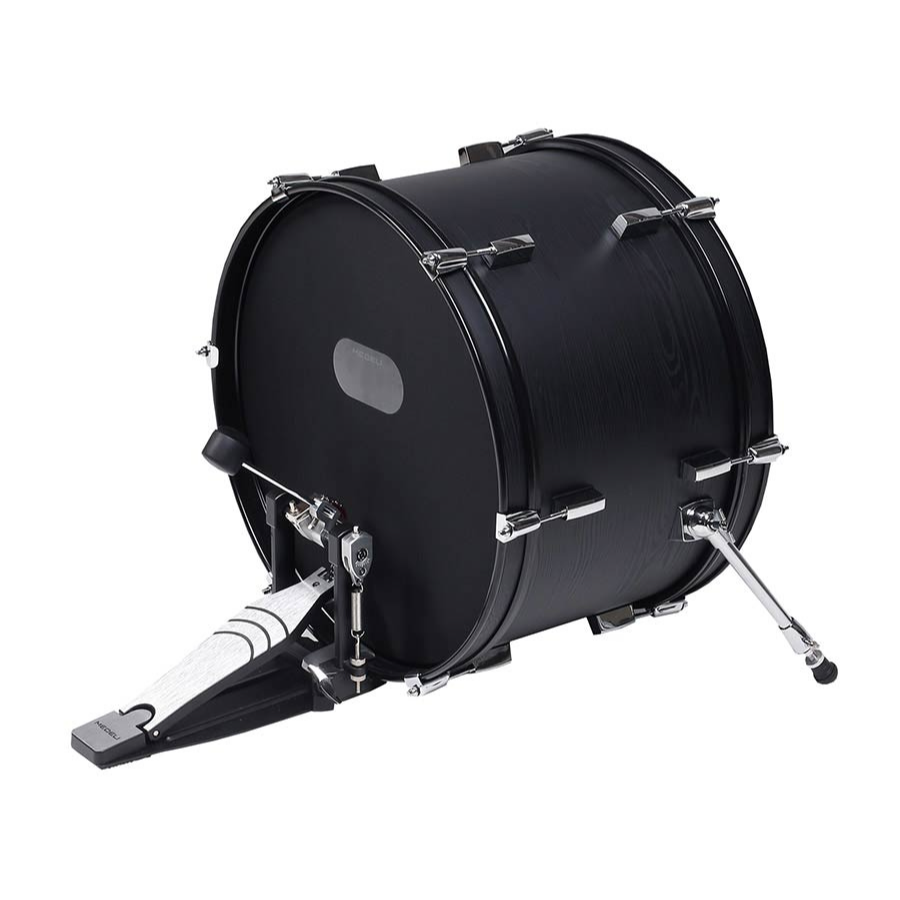 Medeli MZ729 digital drum kit black woodgrain 20” mesh bass drum with pedal and supporting legs and hardware