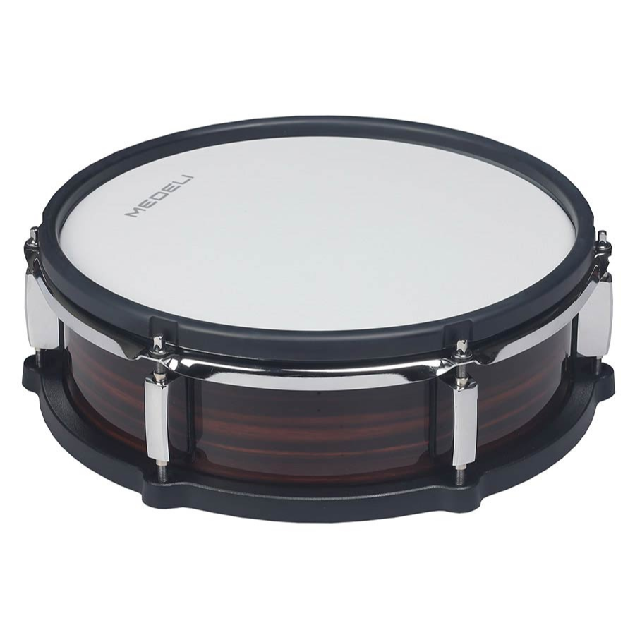 Medeli MZ923 digital drum kit snare drum with vintage rosewood finish and black hardware by Medeli