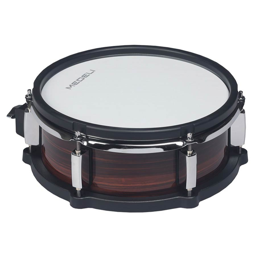 Medeli MZ923 digital drum kit snare drum with vintage rosewood finish and black hardware by Medeli