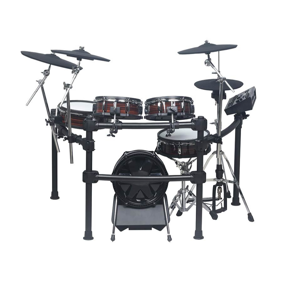 Medeli MZ923 digital drum kit with vintage rosewood finish and advanced connectivity in a compact wooden shell design