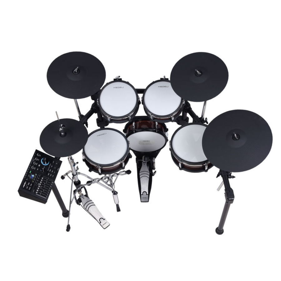 Medeli MZ923 digital drum kit with compact wooden shell design and advanced electronic drum pads setup