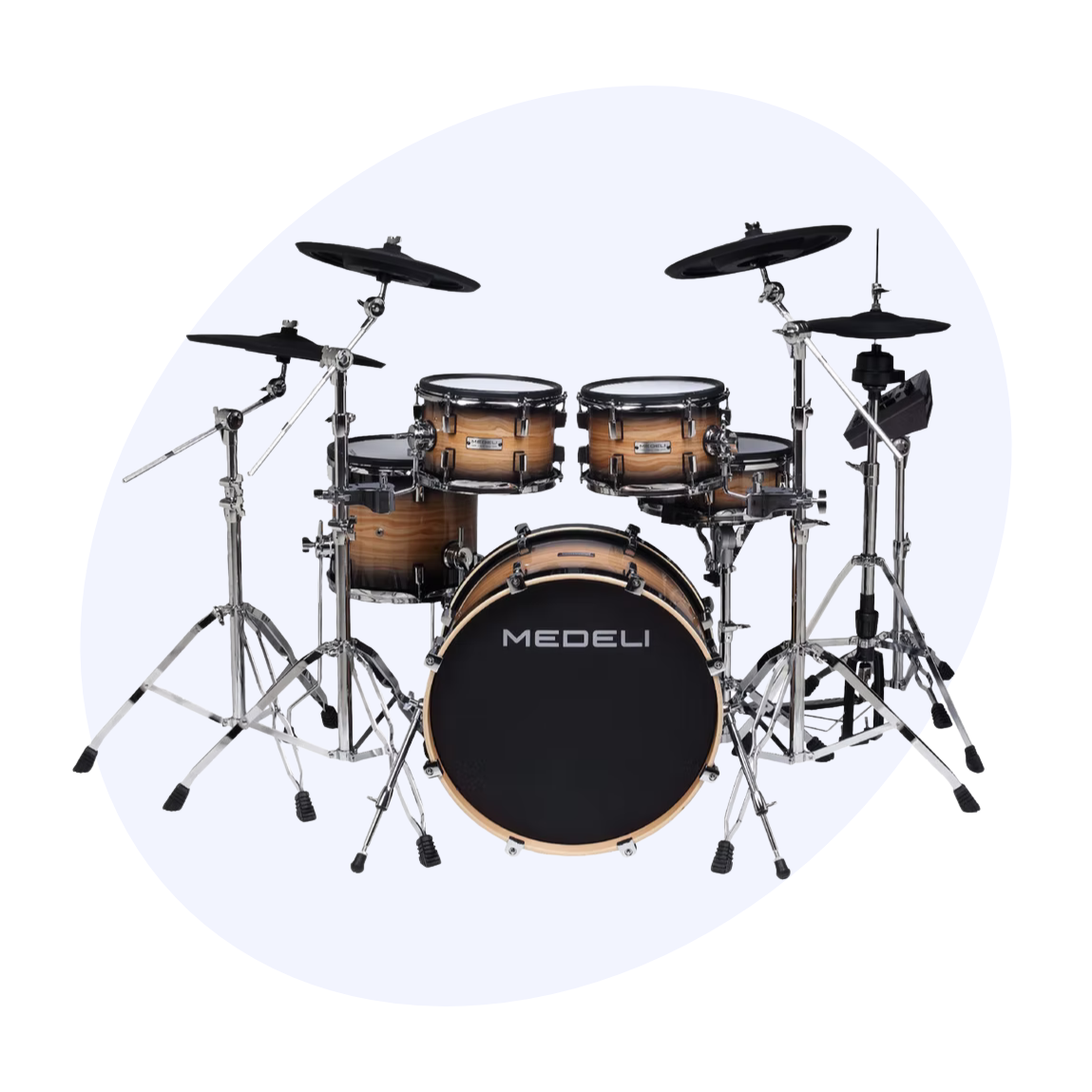 Medeli MZ928 - Flagship digital drum kit featuring full-size wooden shells with premium stage-ready finish by Medeli.