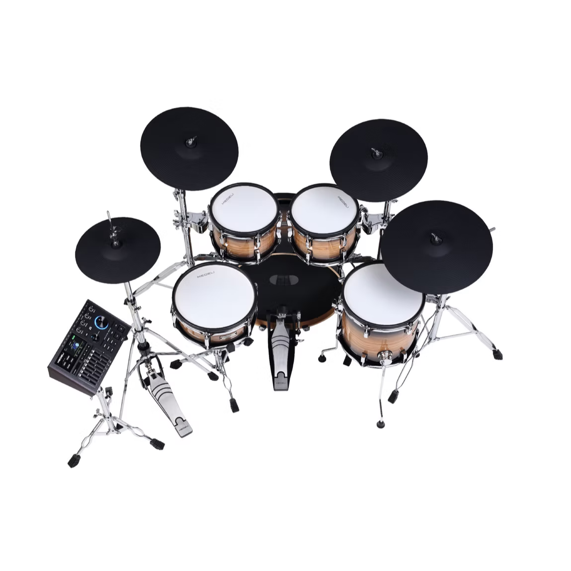 Medeli MZ928 - Flagship digital drum kit with full-size wooden shells, electronic pads, and a control module by Medeli.