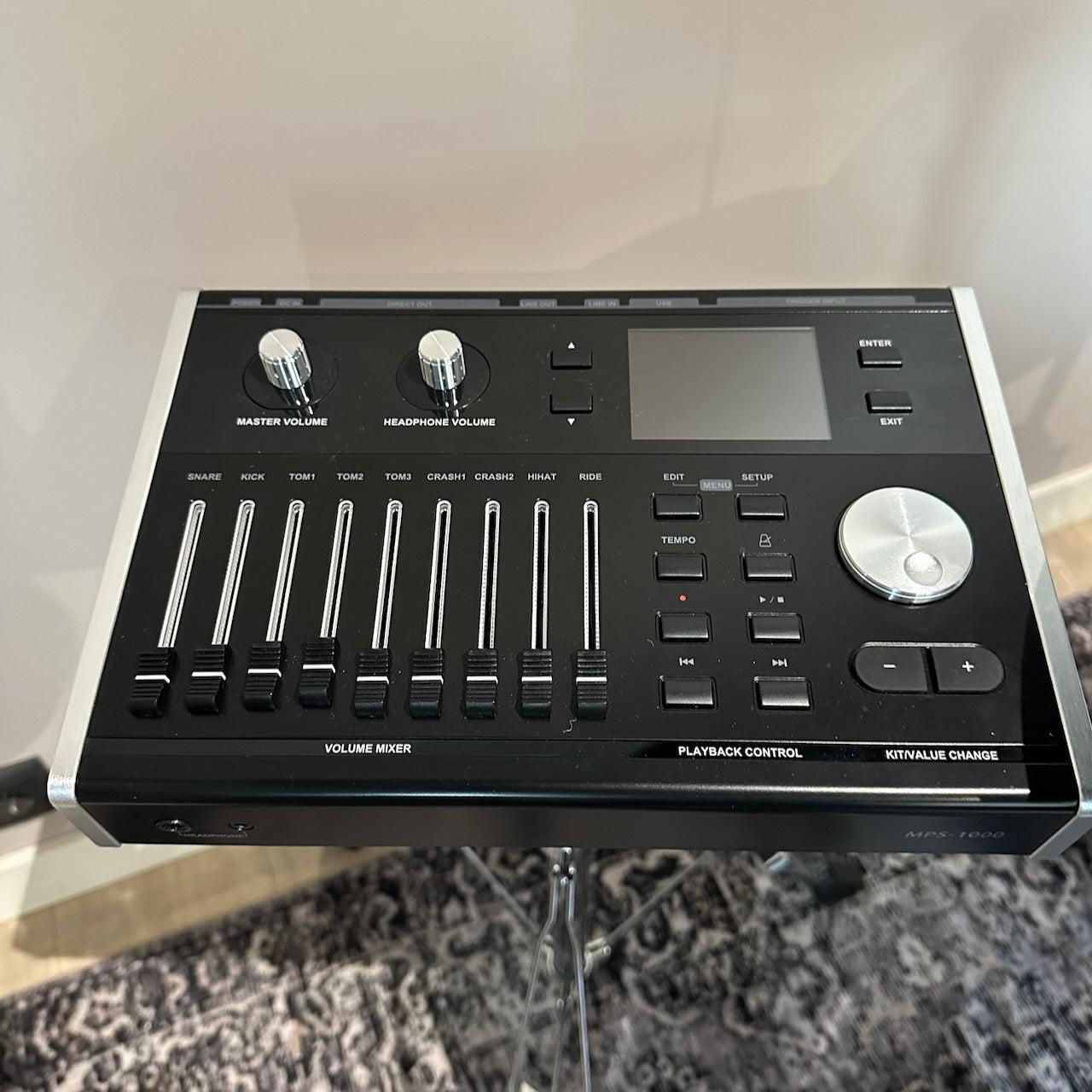 Millenium MPS-1000 E-Drum set (Pre-Owned) mixer module with volume sliders and playback controls by Millenium