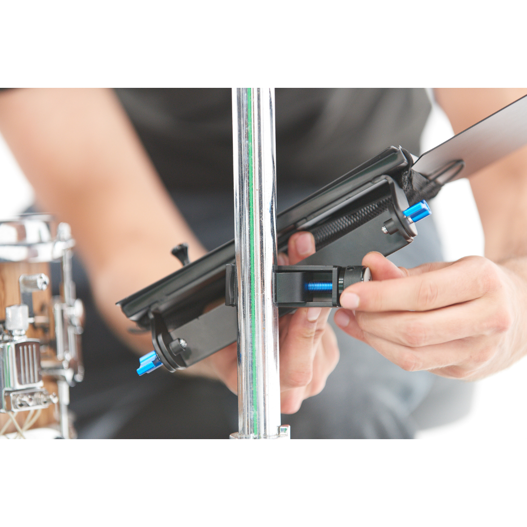 NBO Oneboard - Essential Pack modular gear tray being mounted on a drum hoop by NBO vendor.