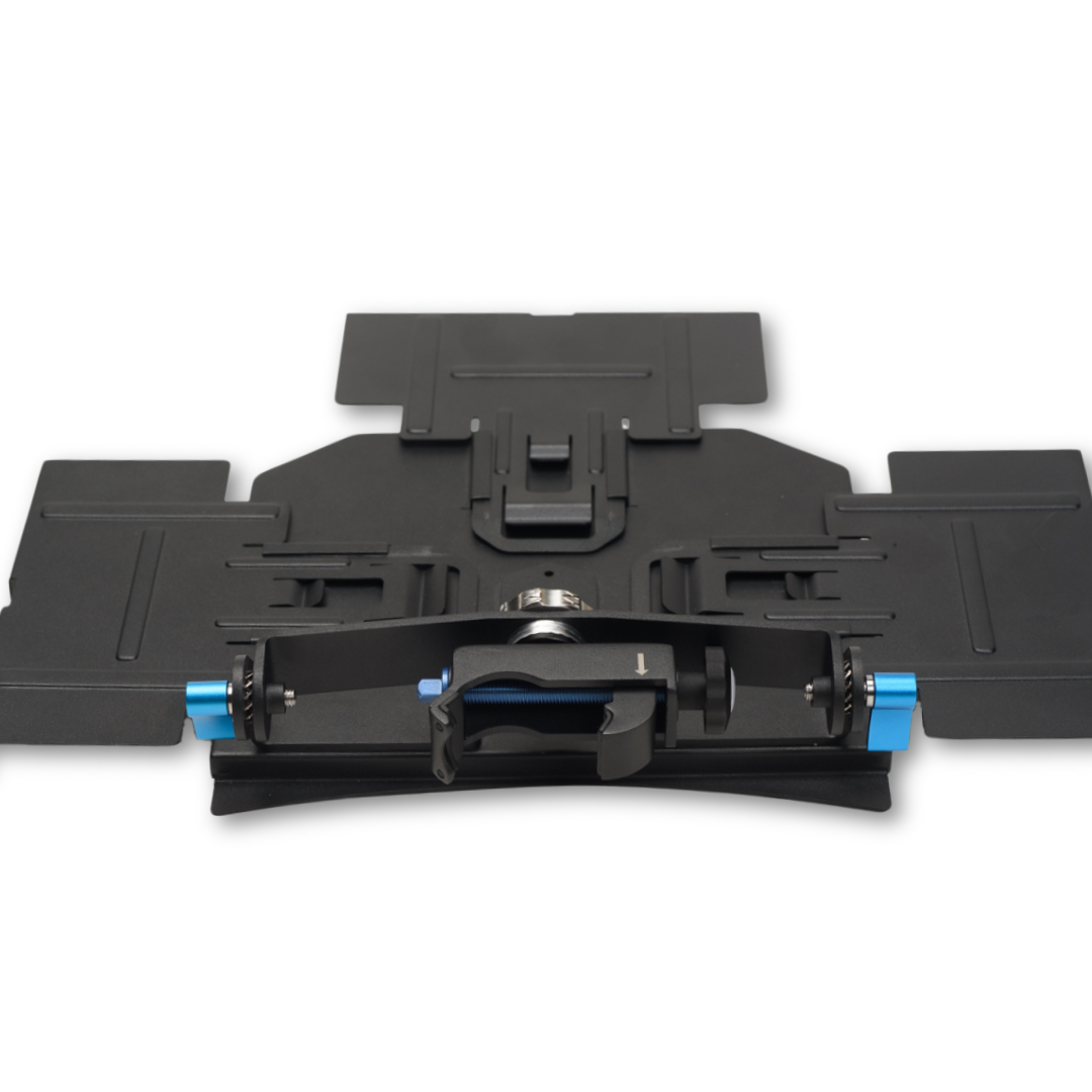 NBO Standard Extension for Oneboard in black with blue adjustment knobs designed by NBO for added surface space and stability