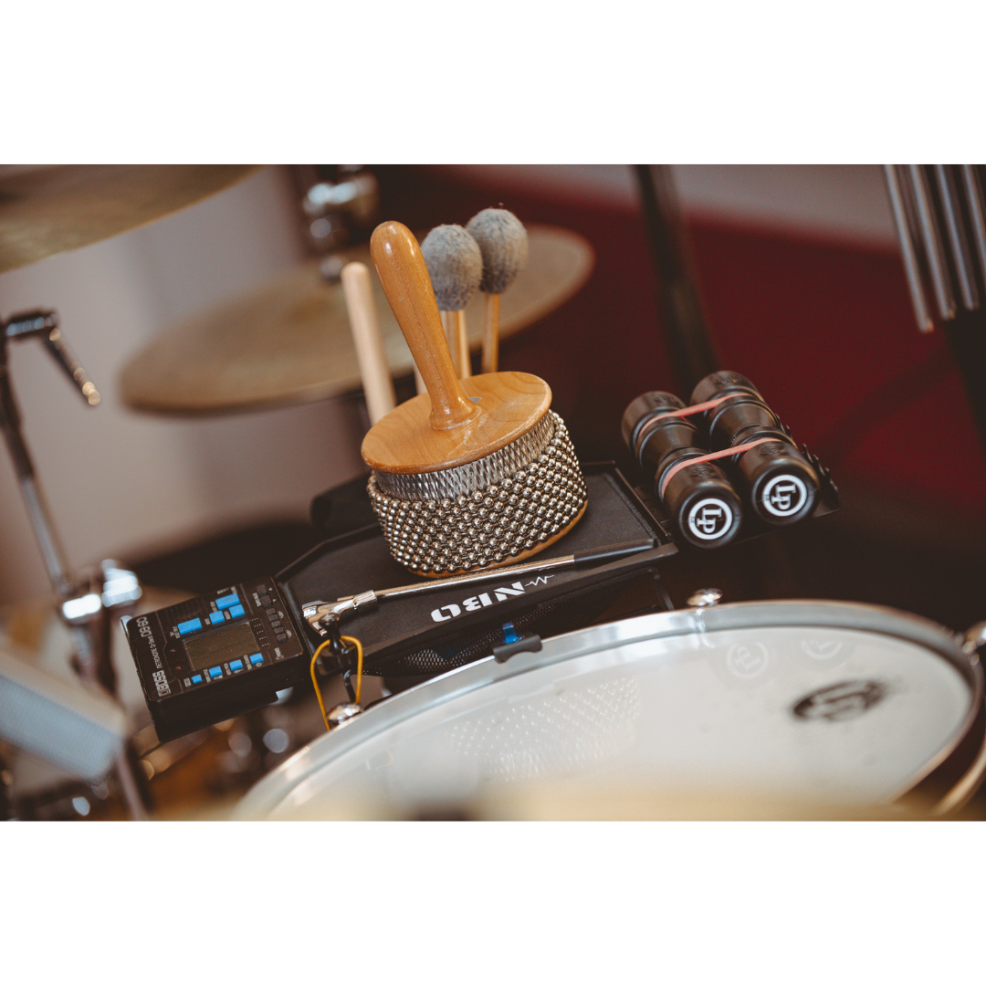 NBO Standard Extension for Oneboard showcasing drum accessories including mallets and percussion instruments by NBO
