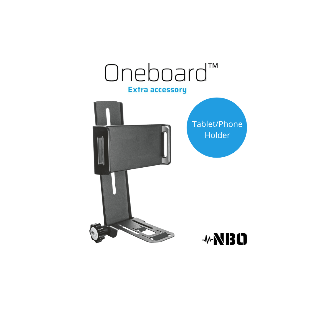 NBO Tablet/Phone Holder for Oneboard showing smart adaptable 2-in-1 design with solid steel rotative arm by NBO