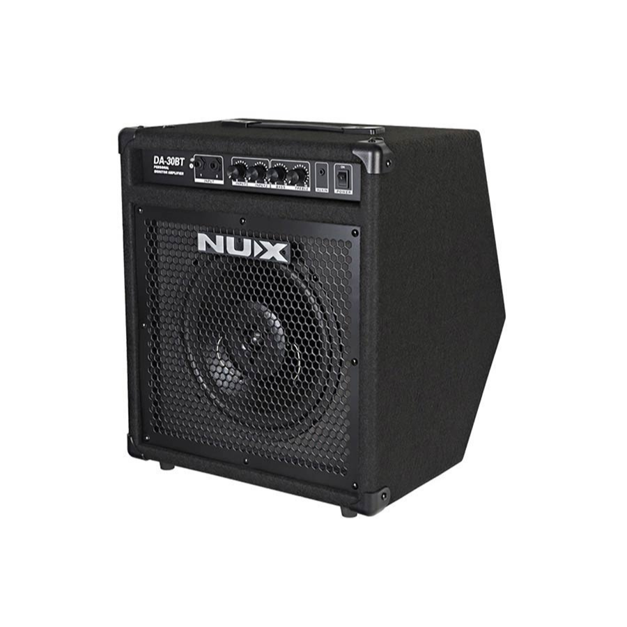 NUX DA-30BT Digital Drum Amplifier in black with control knobs and speaker grill, designed for digital drums.