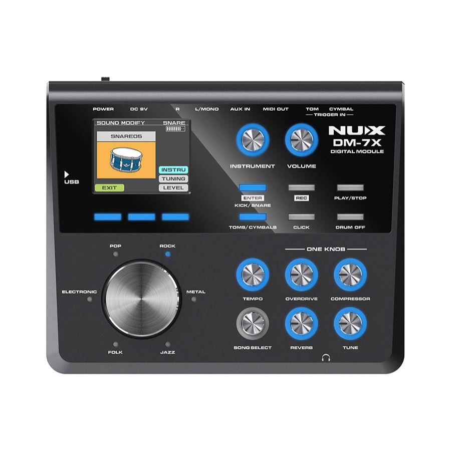 NUX DM-7X All Mesh Head (REMO) Professional Digital Drum Kit module with advanced controls and display by NUX