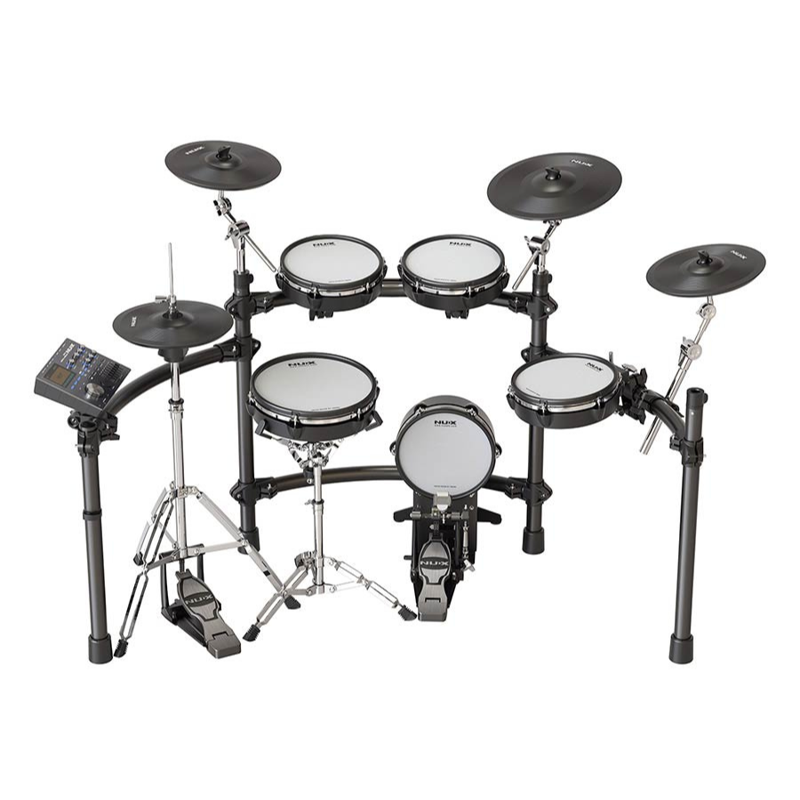 NUX DM-8 Flagship Digital Drum Kit with multiple pads, cymbals, and control module for expressive playing by NUX.