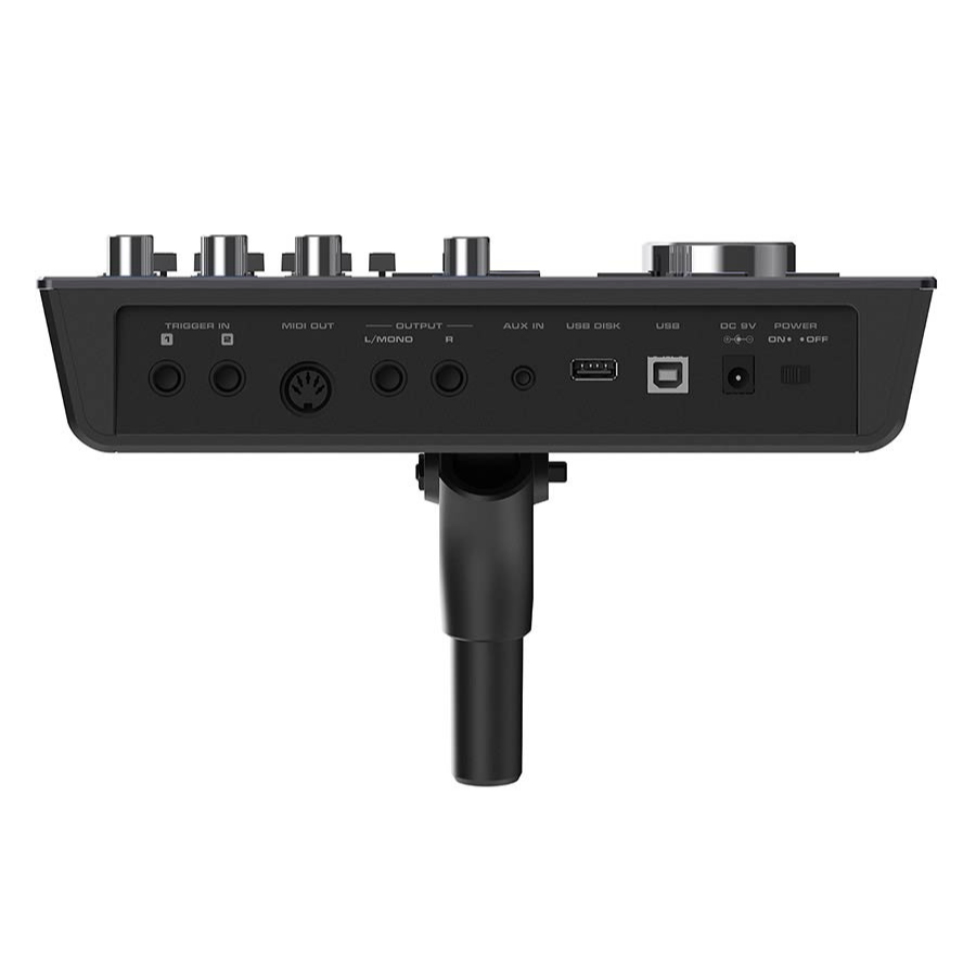 Back panel of NUX DM-8 Flagship Digital Drum Kit showing multiple input, output, and USB ports by NUX.