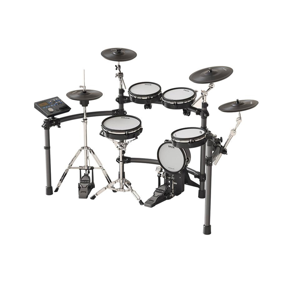 NUX DM-8 Flagship Digital Drum Kit with multiple pads and cymbals, authentic acoustic-like feel and expressive playing