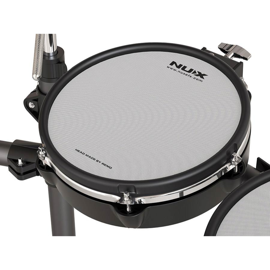 Close-up of NUX DM-8 Flagship Digital Drum Kit snare pad with authentic acoustic-like feel by NUX.