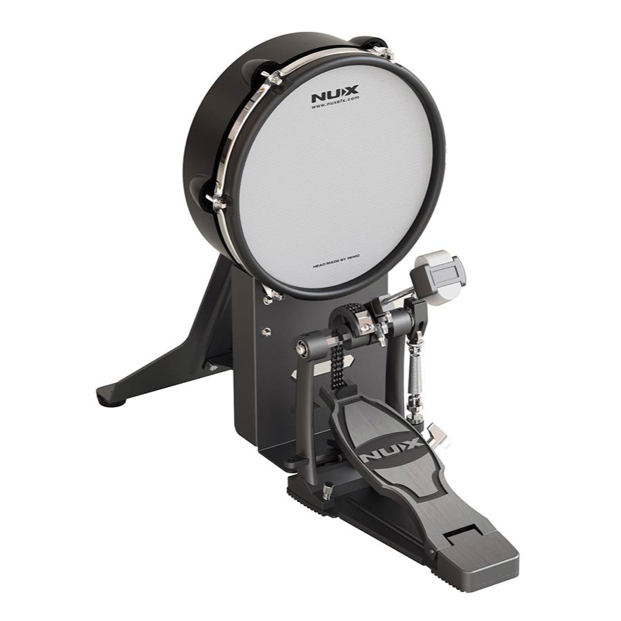 NUX DM-8 Flagship Digital Drum Kit bass drum pedal in black with authentic acoustic feel by NUX.