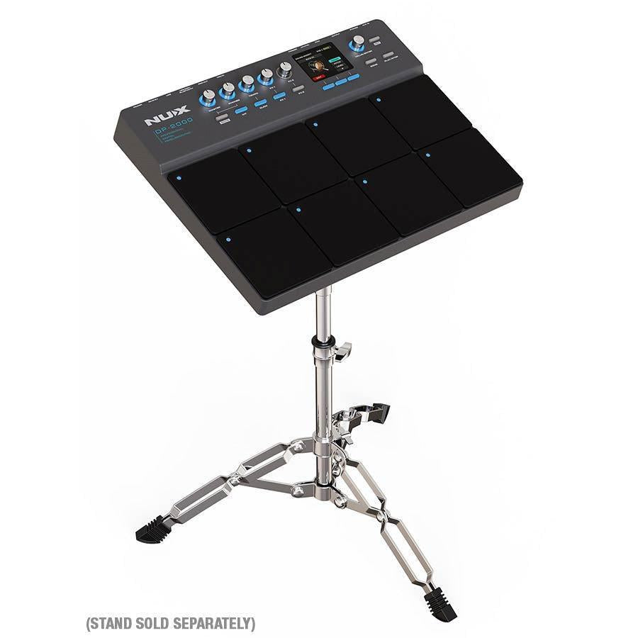 NUX DP-2000 Digital Percussion Pad with eight velocity-sensitive pads mounted on a chrome adjustable stand