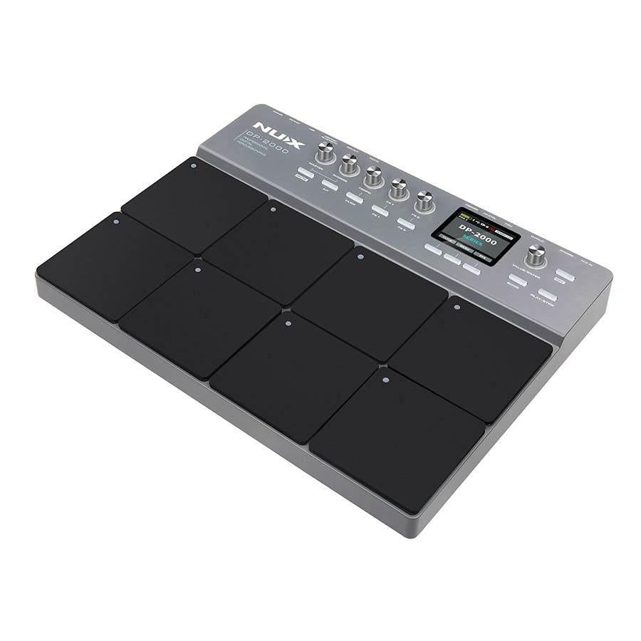 NUX DP-2000 Digital Percussion Pad with 8 velocity-sensitive pads and control knobs by NUX in a sleek metallic design