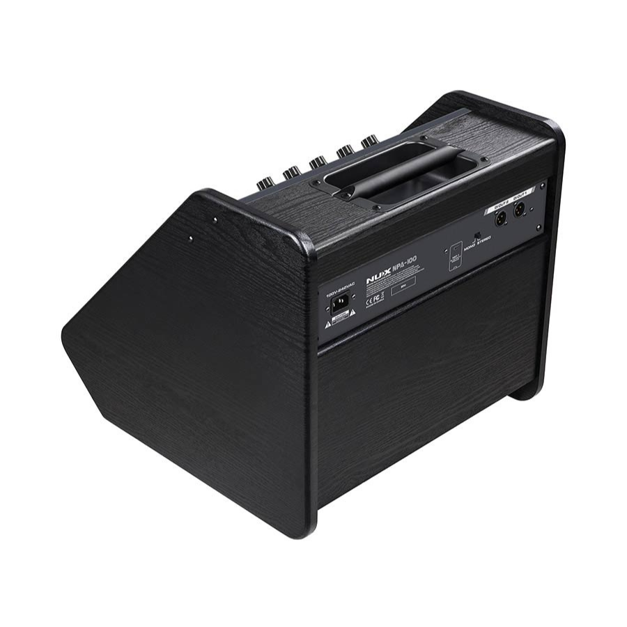 NUX NPA-100 Professional Monitor Speaker 120W in black wood finish showing rear panel controls and input ports