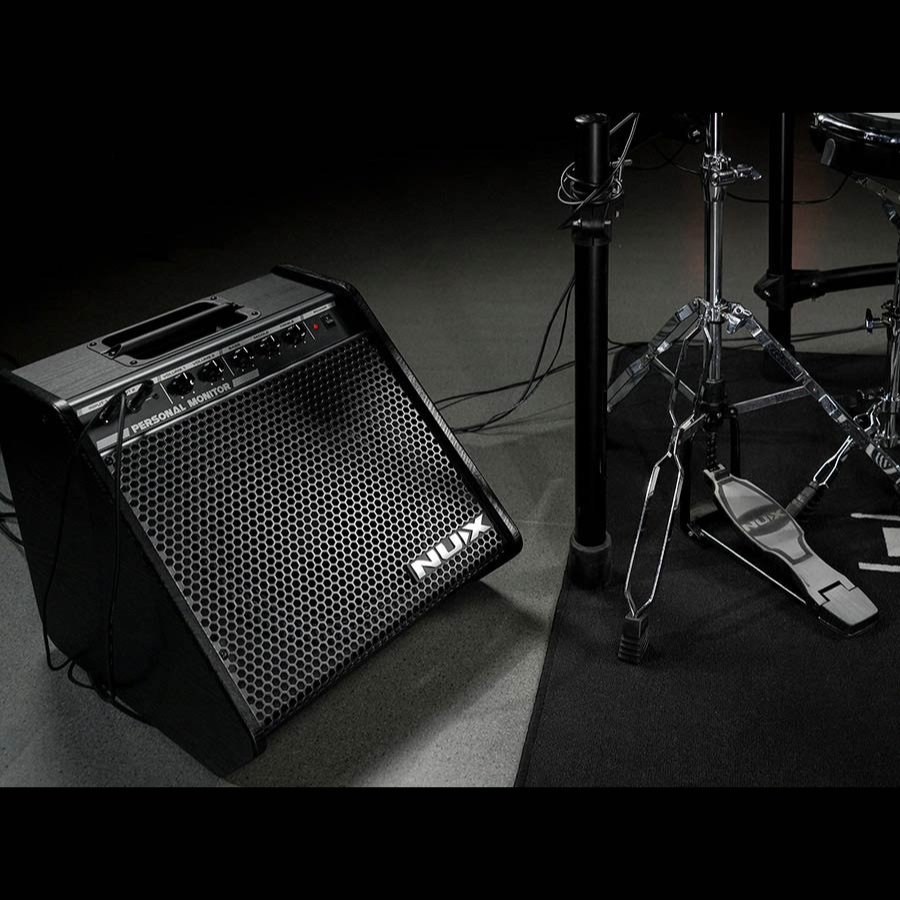 NUX NPA-100 Professional Monitor Speaker 120W angled full-range speaker used with drum set in rehearsal space