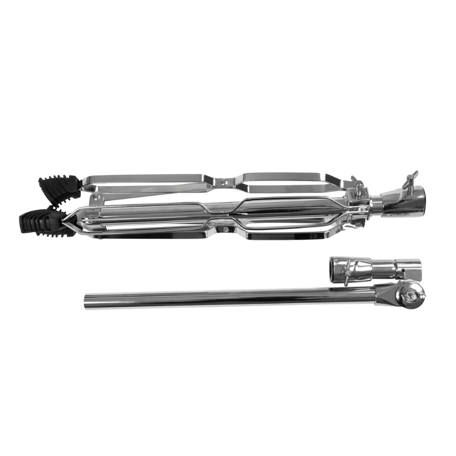NUX Percussion Pad Stand Bundle with Mounting Plate showing chrome metal adjustable stand parts for percussion pads.