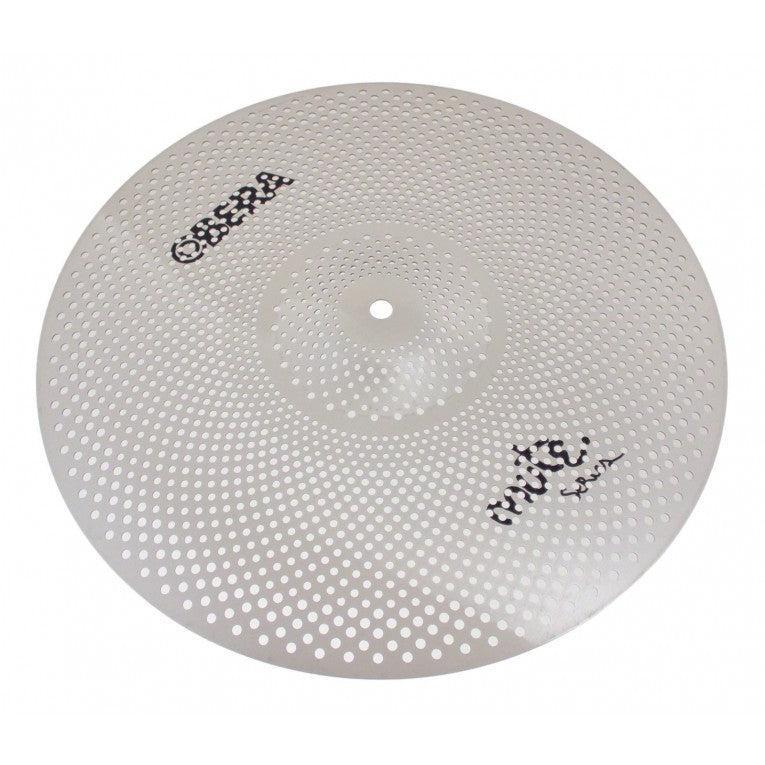 Obera Silent cymbal set 14 / 16 / 18 / 20 showing a perforated silver mute cymbal for quiet practice sessions.
