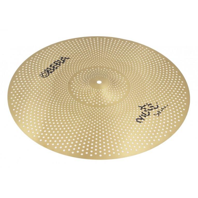 Obera 16" Silent crash - Gold cymbal with perforated design for low volume, suitable for quiet practice and gigs.