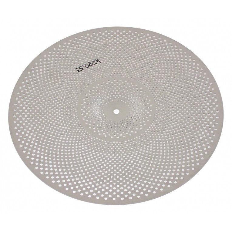 Obera 18" Silent crash" low volume cymbal in muted gray with perforated design for 80% quieter sound by Obera.
