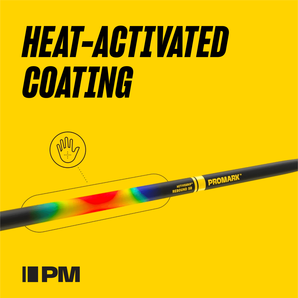 ProMark Rebound 5A ActiveGrip Hickory Drumsticks, Acorn Wood Tip