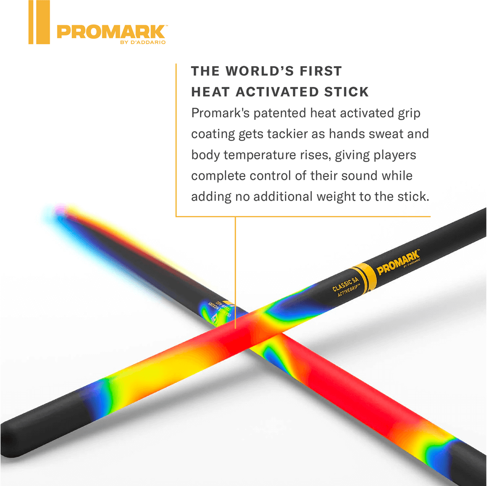 ProMark Rebound 5A ActiveGrip Hickory Drumsticks, Acorn Wood Tip