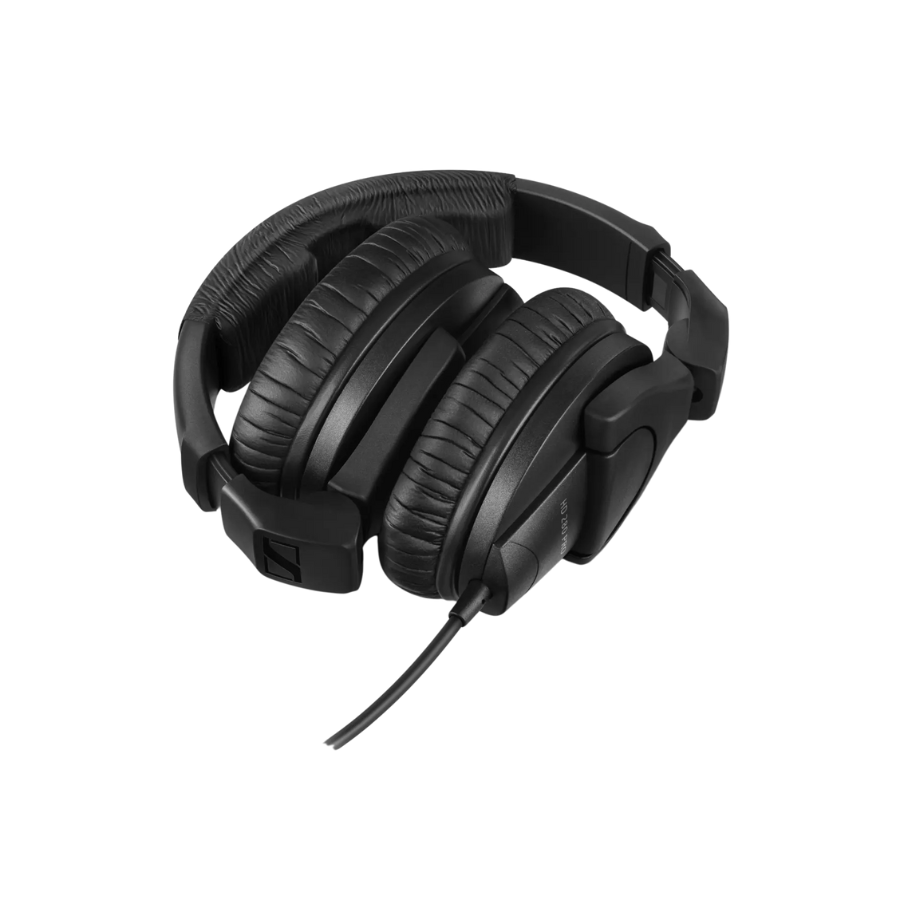 Folded Sennheiser HD 280 PRO Monitoring Headphones with closed, around-the-ear design in black by Sennheiser