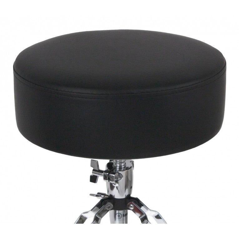 SpareDrum DTHR1 - PRO ROUND DRUM THRONE DOUBLE-BRACED LEGS with black vinyl round seat and chrome hardware