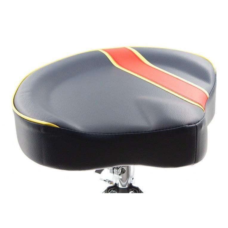 SPAREDRUM DTHS1-BSR - PRO DRUM THRONE SADDLE SHAPED DOUBLE-BRACED LEGS - NAVY BLUE drum throne with SpareDrum branding