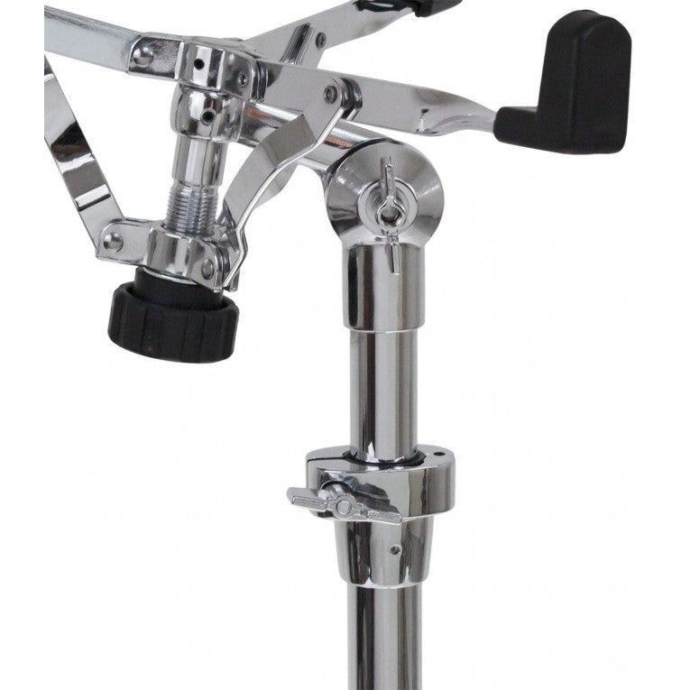 Close-up of chrome hardware detail on Sparedrum HSS2 - Pro Snare Drum Stand Double-Braced Legs by SpareDrum