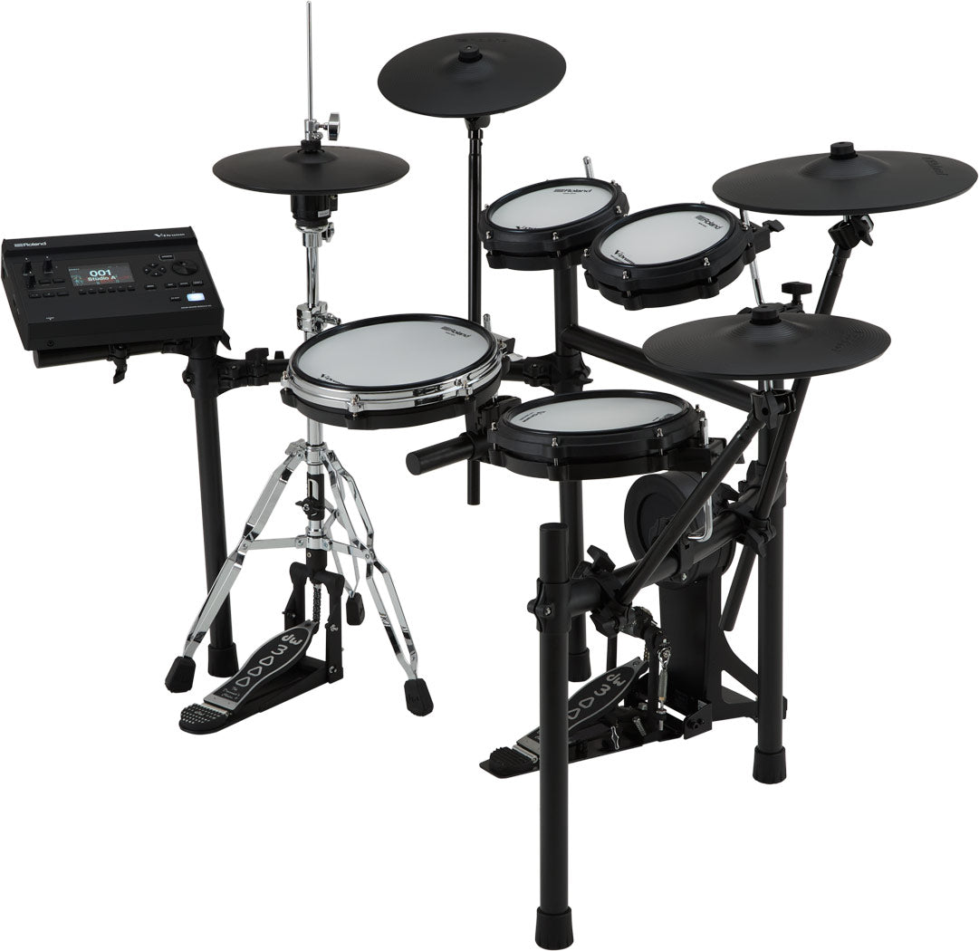 Roland TD316 electronic drum kit, side view on MDS-Compact 2 rack