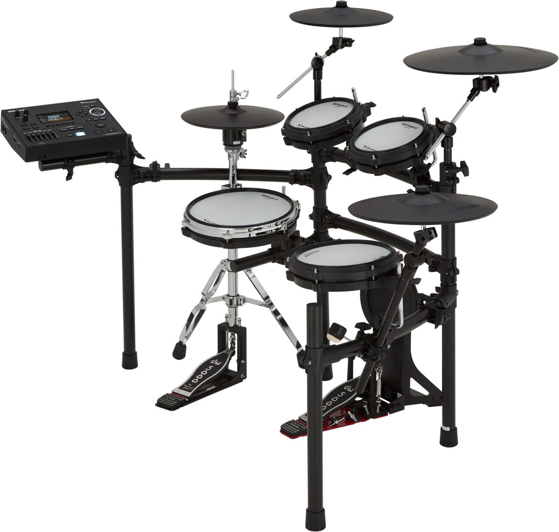 Roland TD513 electronic drum kit, side view on MDS-Standard 3 rack