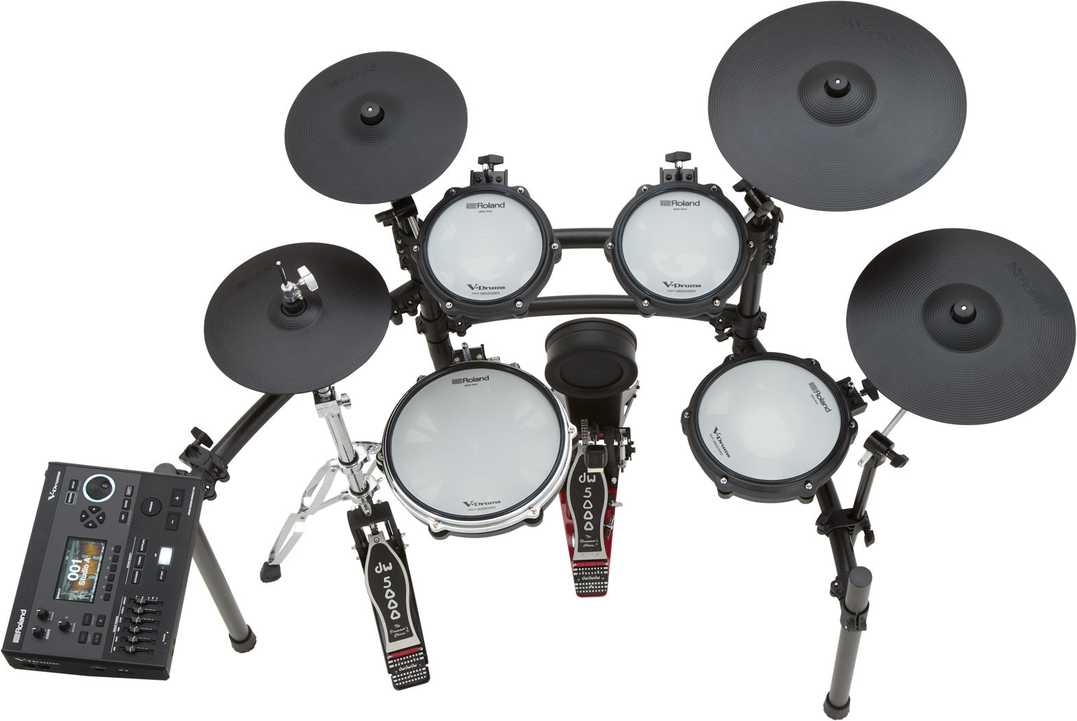 Roland TD513 electronic drum kit, top view of PD-12P snare and toms