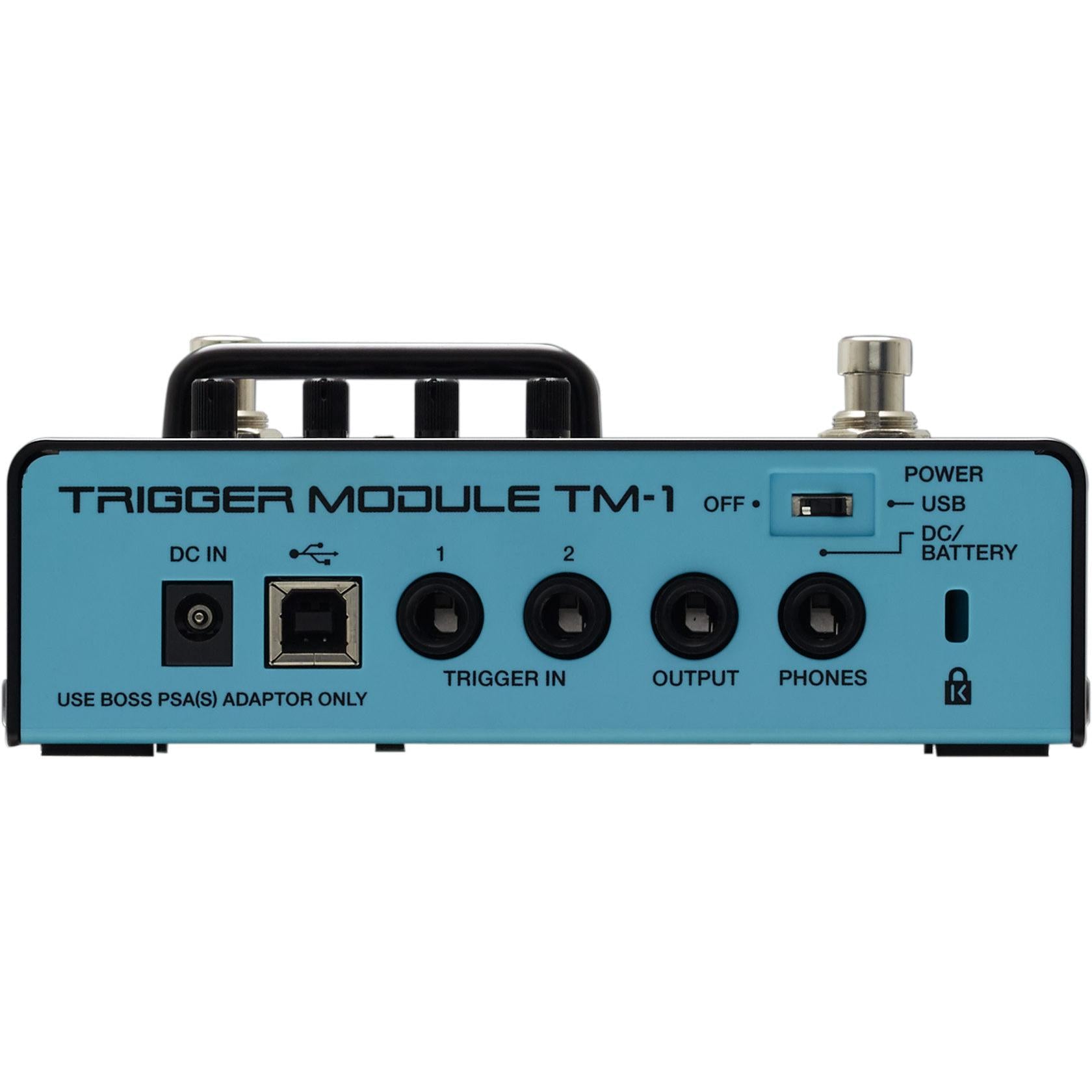 Roland TM-1 trigger module, rear panel with trigger, output and USB connectors