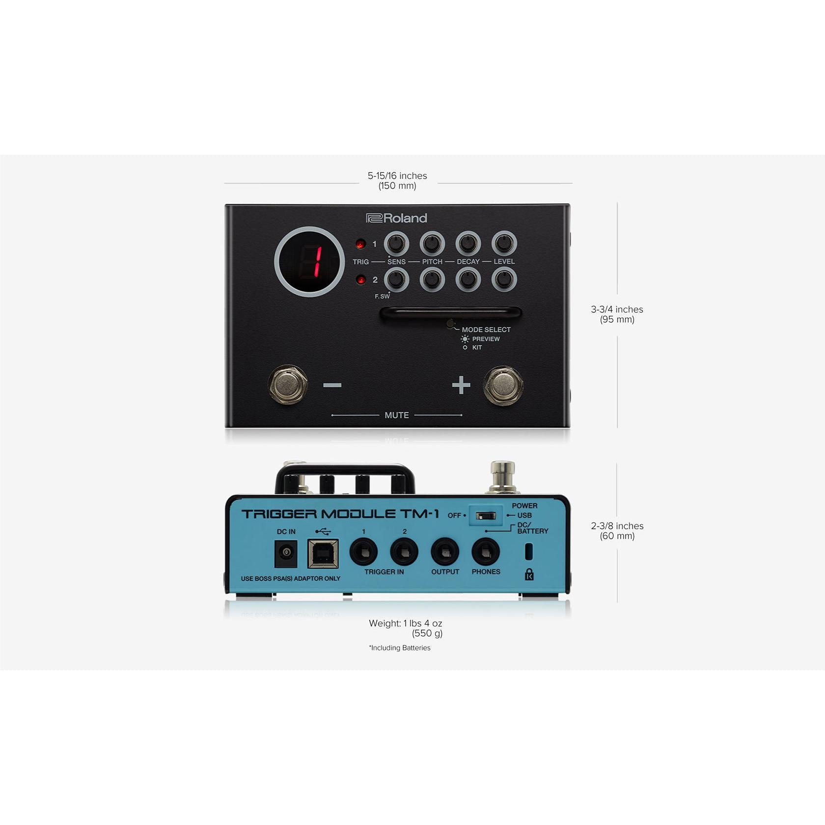 Roland TM-1 trigger module dimensions