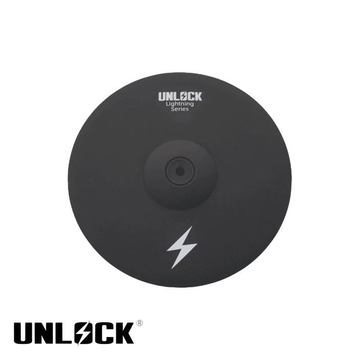 Unlock Lightning 13 inch 3-zone crash ride cymbal black by Unlock drums with raised bell zone and realistic feel