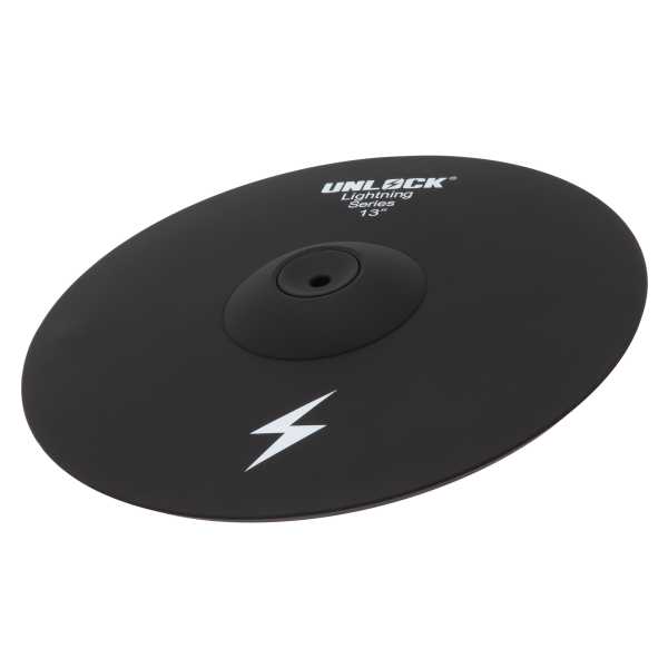 Unlock Lightning 13 inch 3-zone crash ride cymbal black by Unlock drums with improved triggers and sensitive bell zone.