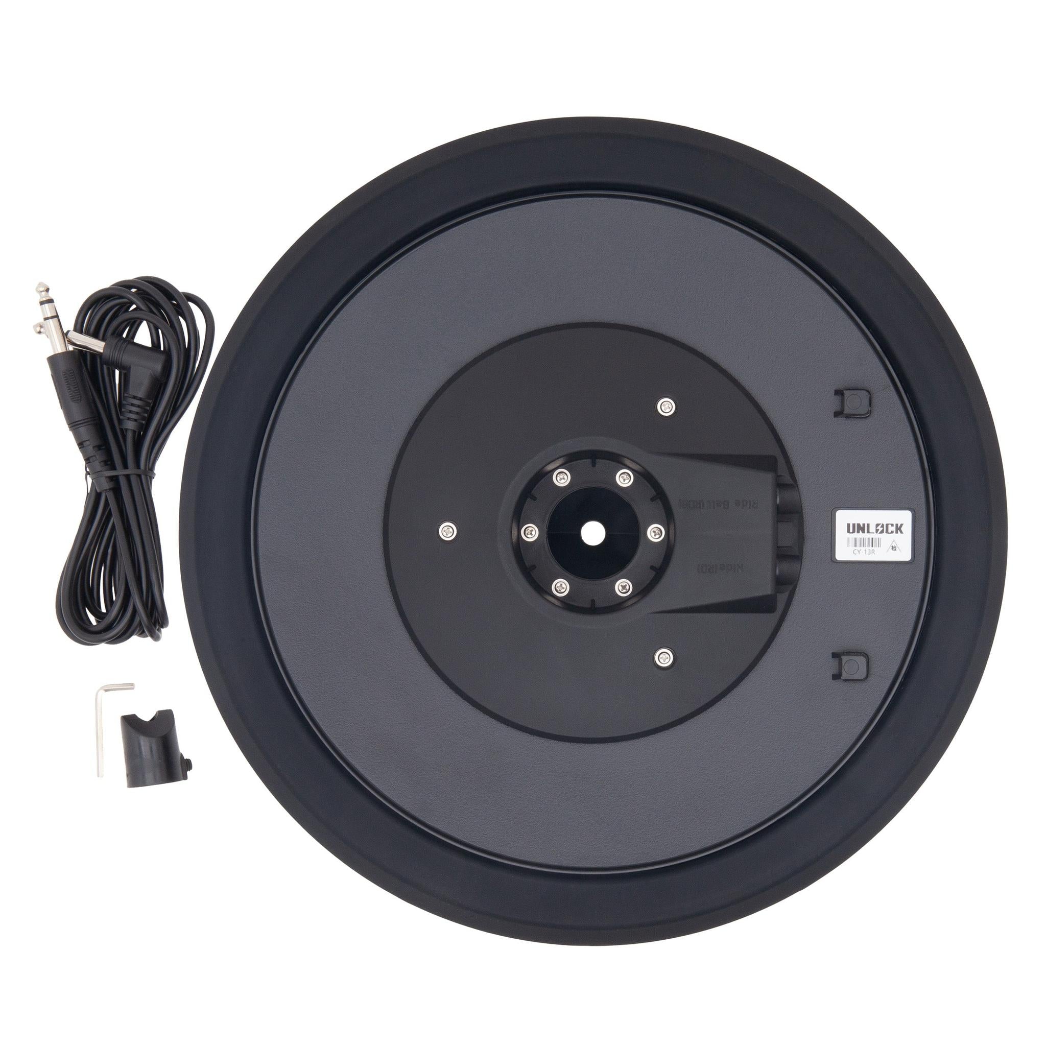 Unlock Lightning 16 inch 3-zone crash ride cymbal black with cable and mounting accessories by Unlock drums