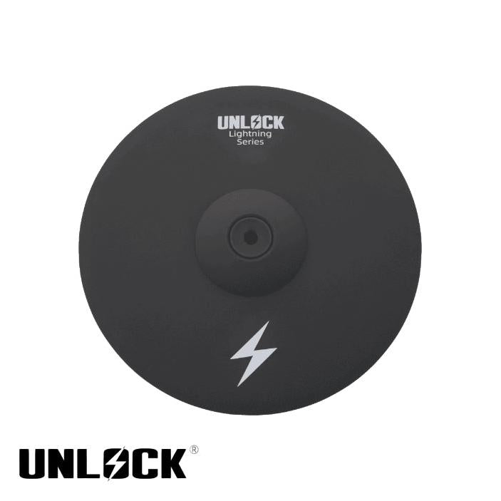 Unlock Lightning 14 inch 3-zone crash ride cymbal black designed by Unlock drums with improved triggers and sensitive bell zone