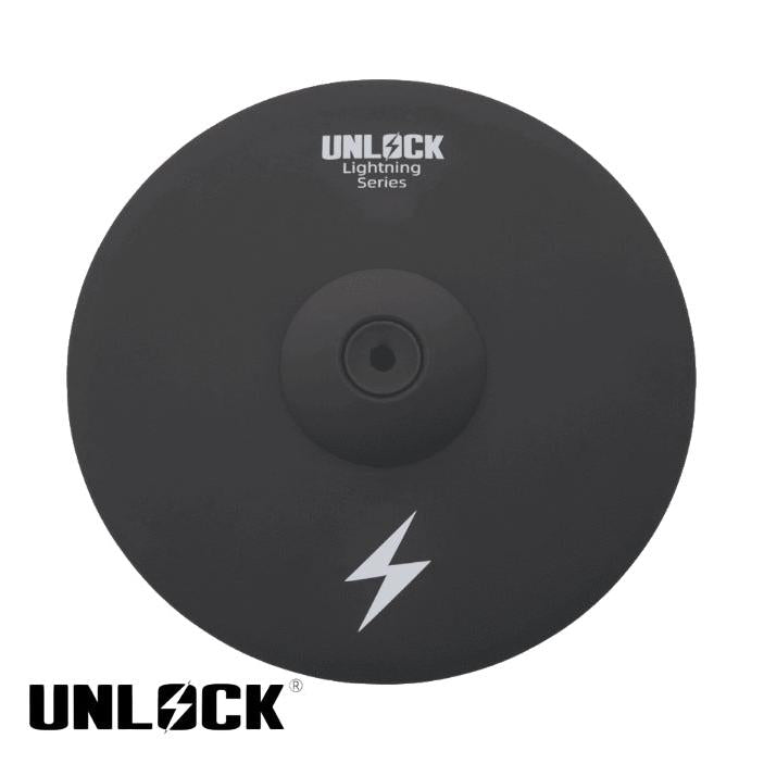 Unlock Lightning 16 inch 3-zone crash ride cymbal black by Unlock drums with improved triggers and sensitive bell zone