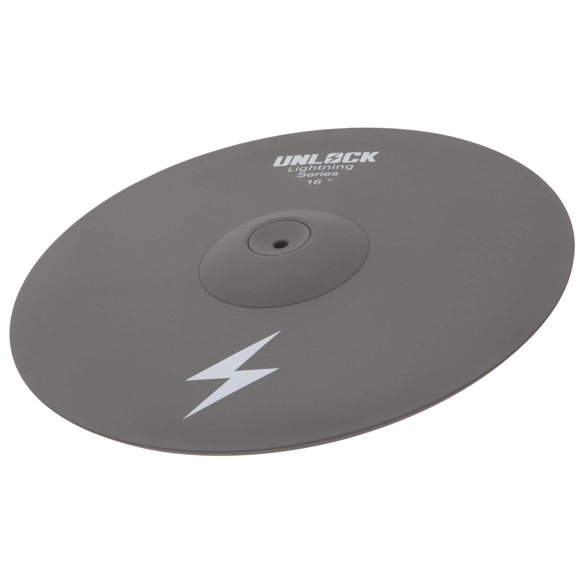 Unlock Lightning 16 inch 2-zone crash cymbal grey with improved triggers and durable grey skin by Unlock drums